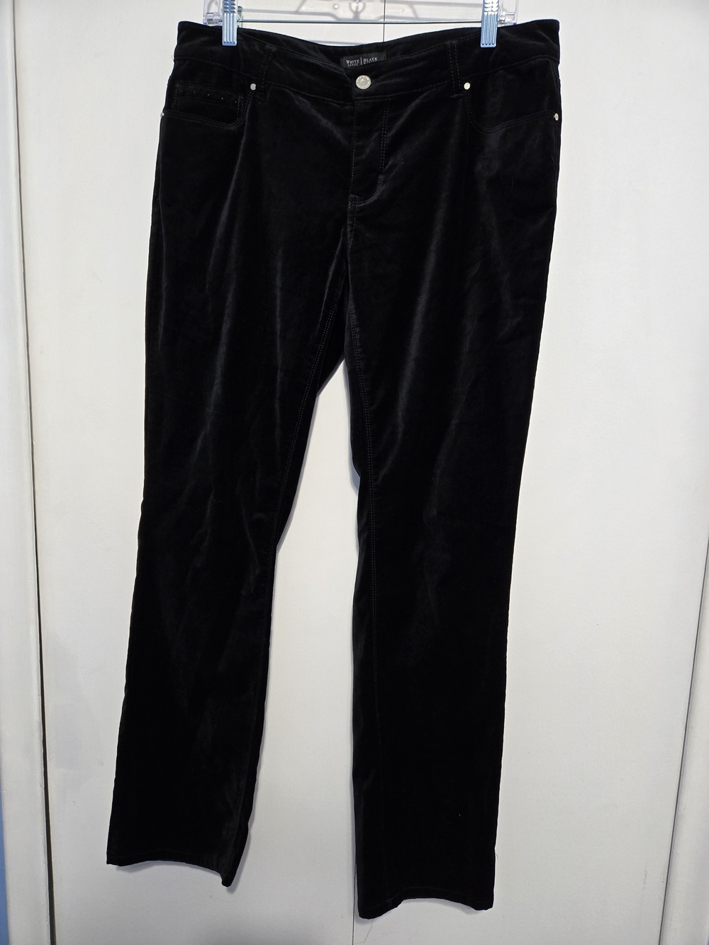 WHBM White House Black Market Black Velvet Slim Leg Pants Women's‎ 10R